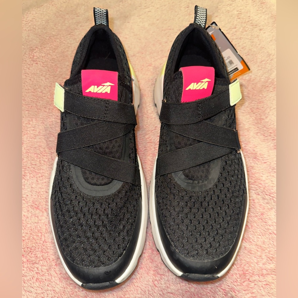 NEW Avia Black Slip-On Athletic Sneakers with Velcro